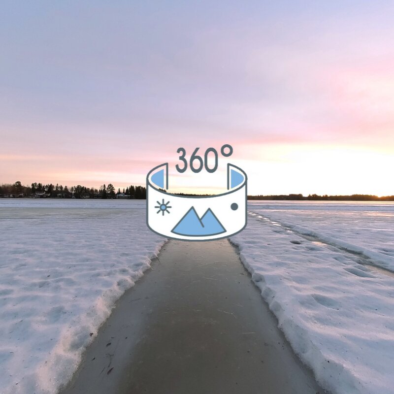 Sunrise on the thawing lake